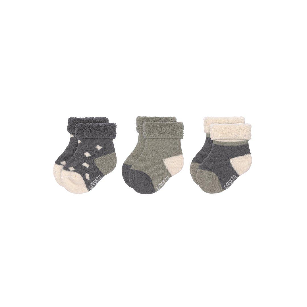 Lassig Newborn Socks - Anthracite/Olive - 3 Pack-Socks-Anthracite + Olive-0-4m | Natural Baby Shower