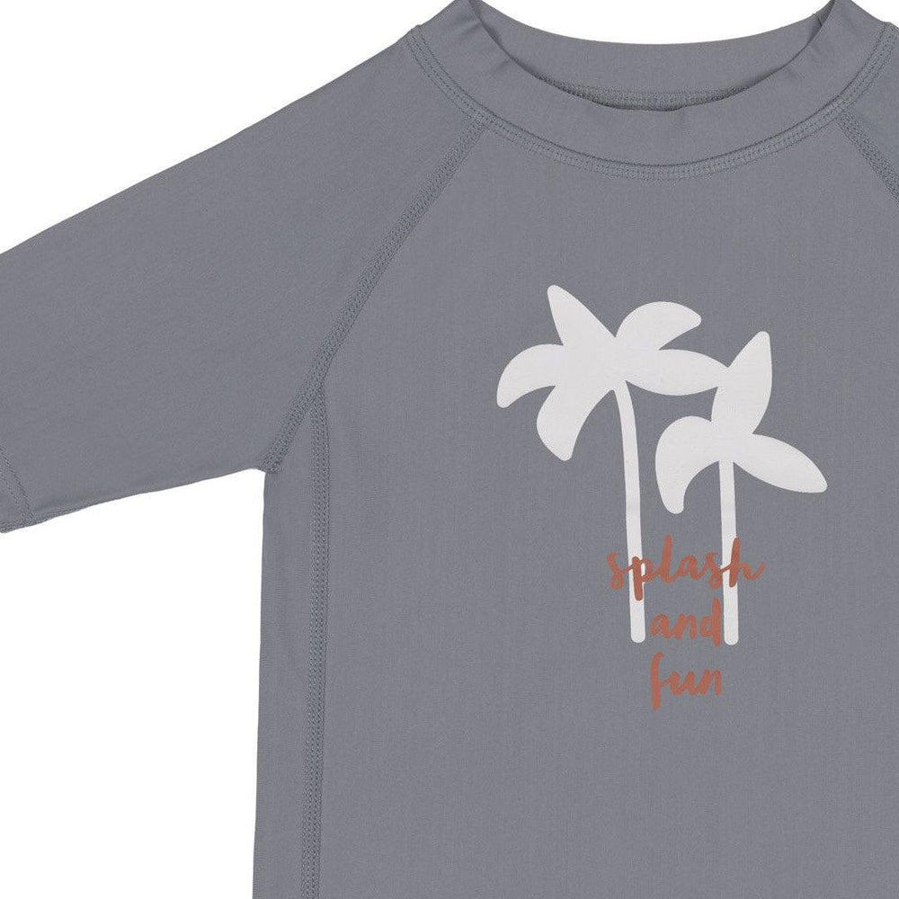 Lassig Short Sleeve Rashguard - Palms/Grey + Rust-Rash Vests-Grey-3-6m | Natural Baby Shower