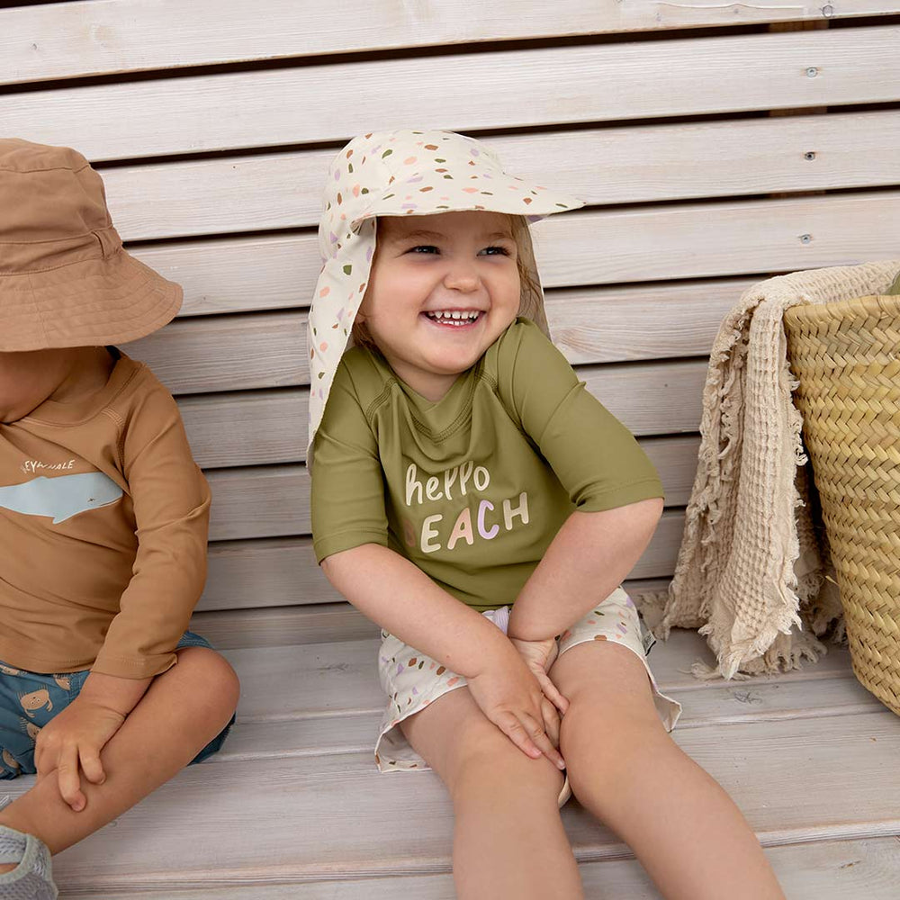 Lassig Sun Protection Flap Hat - Pebbles - Milky-Hats-Milky-3-6m | Natural Baby Shower