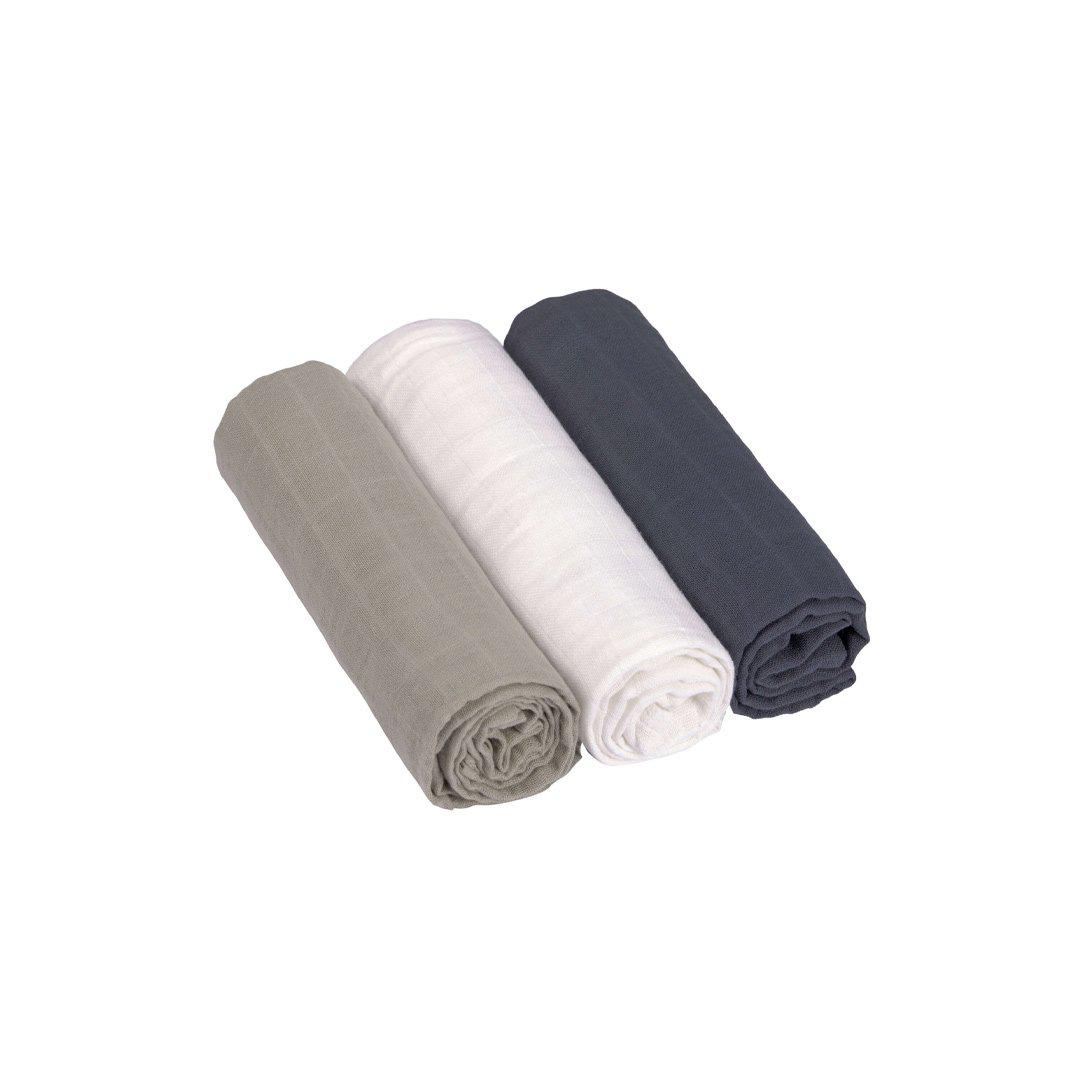 Lassig Swaddle + Burp Blanket - Olive/Milky/Navy - 3 Pack-Muslin Wraps- | Natural Baby Shower