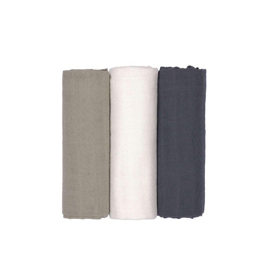 Lassig Swaddle + Burp Blanket - Olive/Milky/Navy - 3 Pack-Muslin Wraps- | Natural Baby Shower