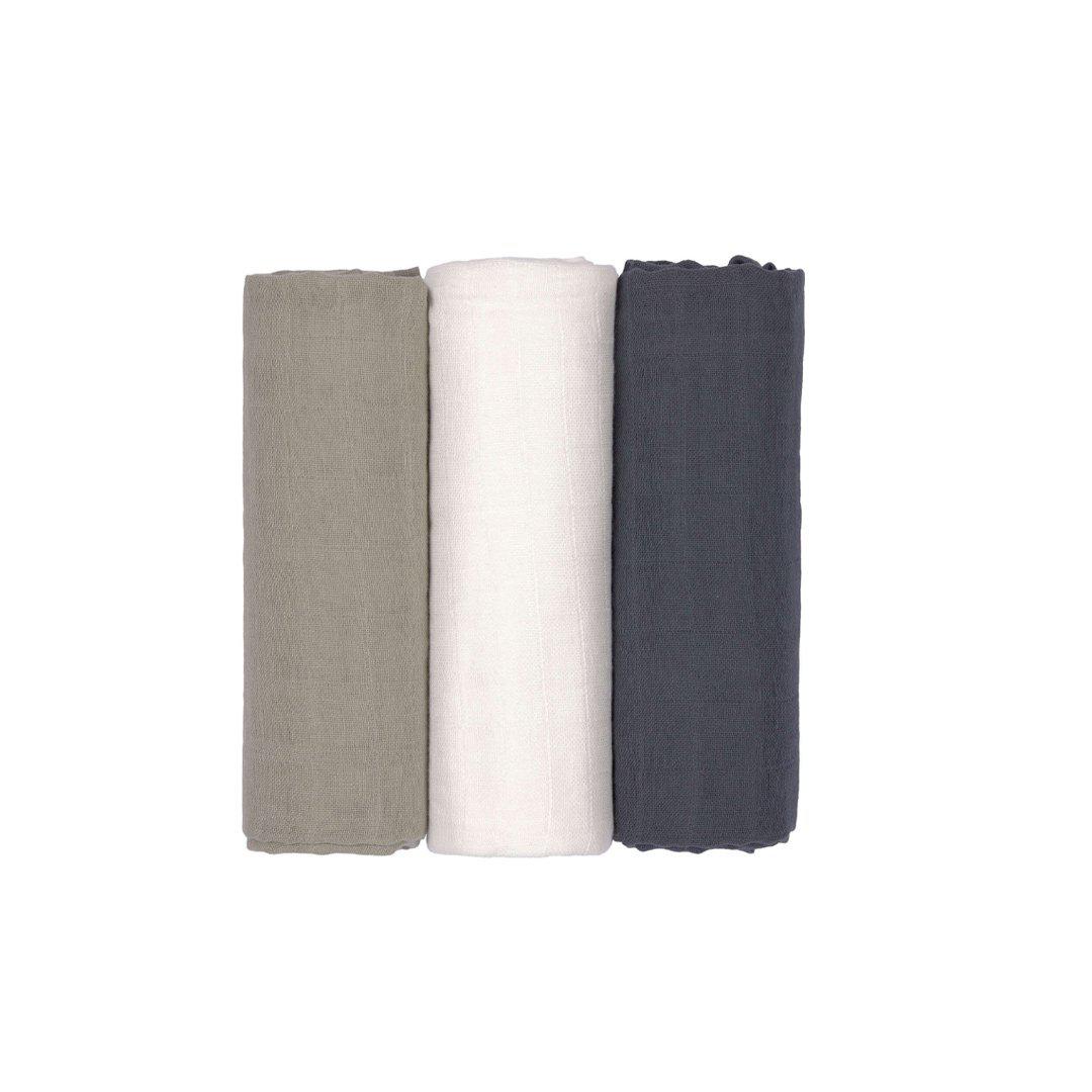 Lassig Swaddle + Burp Blankets - Olive/Milky/Navy - 3 Pack-Swaddling Wraps- | Natural Baby Shower