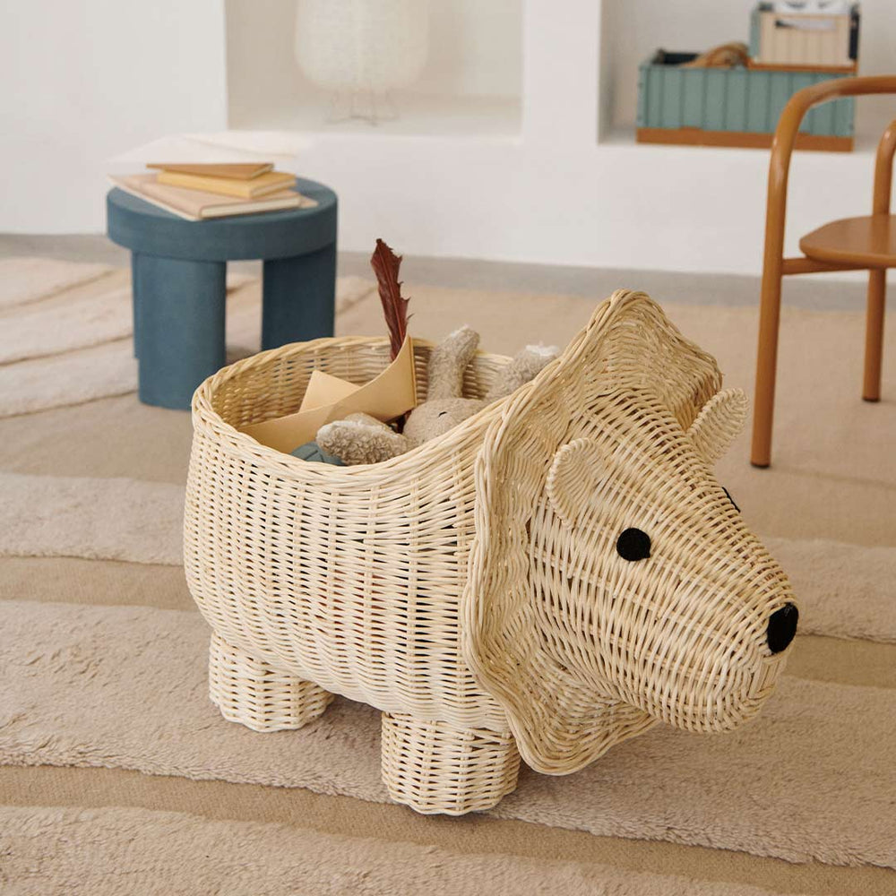 Liewood Anya Animal Rattan Basket - Natural - Lion-Storage Baskets-Natural-Lion | Natural Baby Shower