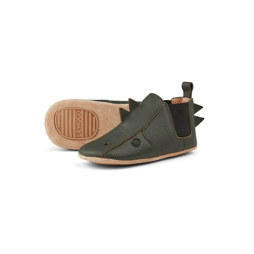 Liewood Edith Leather Slippers - Dino - Hunter Green-Pre Walkers-Hunter Green-18 EU | Natural Baby Shower