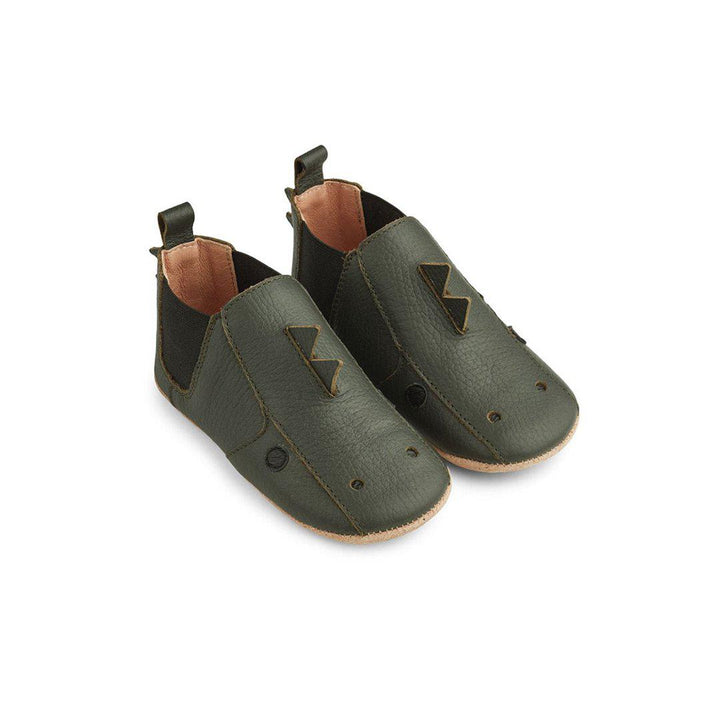Liewood Edith Leather Slippers - Dino - Hunter Green-Pre Walkers-Hunter Green-18 EU | Natural Baby Shower