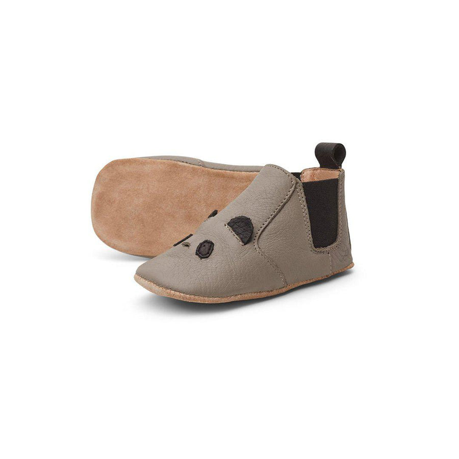 Liewood Edith Leather Slippers - Panda - Grey-Pre Walkers-Grey-18 EU | Natural Baby Shower