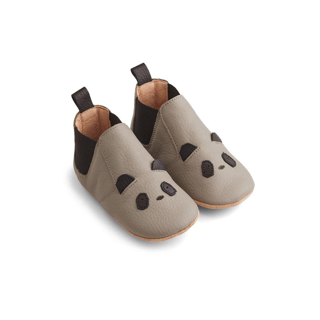 Liewood Edith Leather Slippers - Panda - Grey-Pre Walkers-Grey-18 EU | Natural Baby Shower