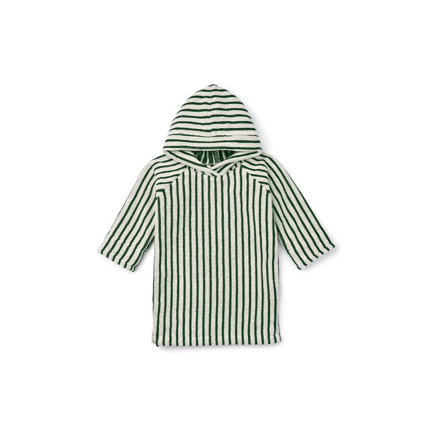 Liewood Emilia Bathrobe Poncho - Garden Green/Creme de la Creme - Stripe-Ponchos-Garden Green/Creme de la Creme-1-2y | Natural Baby Shower