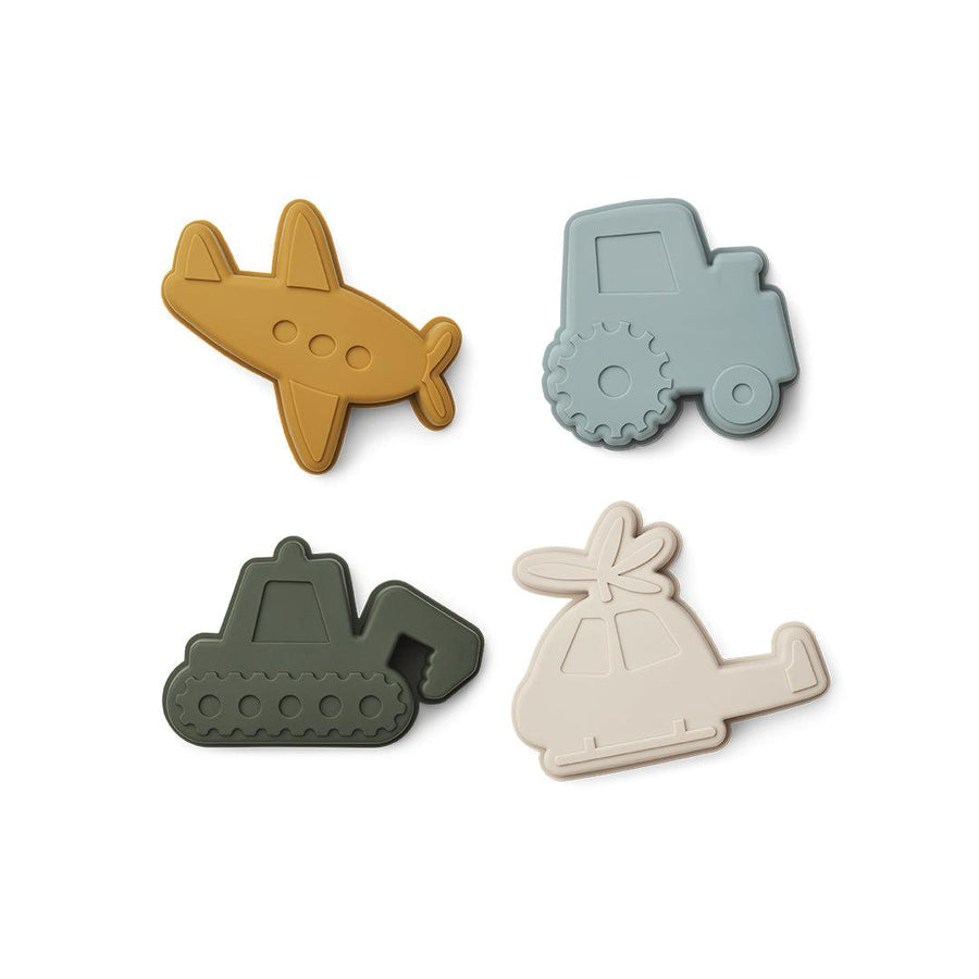 Liewood Gill Sand Moulds - 4 Pack - Dove Blue - Vehicles-Beach Toys-Dove Blue-Vehicles | Natural Baby Shower