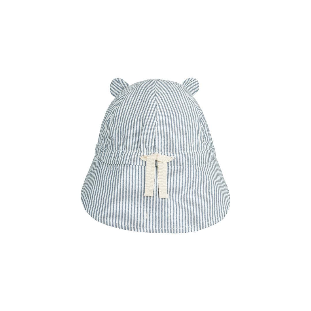 Liewood Gorm Reversible Seersucker Sun Hat (2023) - Blue Wave/Creme de la Creme - Stripe-Hats-Blue Wave/Creme de la Creme-0-3m | Natural Baby Shower