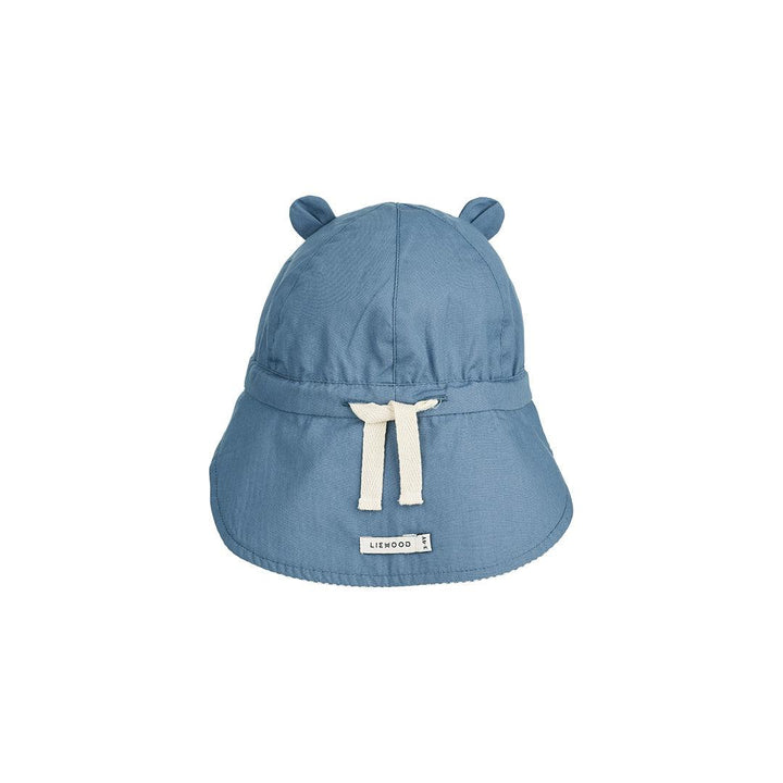 Liewood Gorm Reversible Seersucker Sun Hat (2023) - Blue Wave/Creme de la Creme - Stripe-Hats-Blue Wave/Creme de la Creme-0-3m | Natural Baby Shower