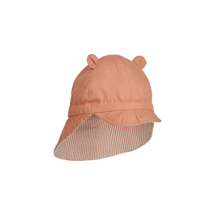 Liewood Gorm Reversible Seersucker Sun Hat (2023) - Tuscany Rose/Sandy - Stripe-Hats-Tuscany Rose/Sandy-0-3m | Natural Baby Shower