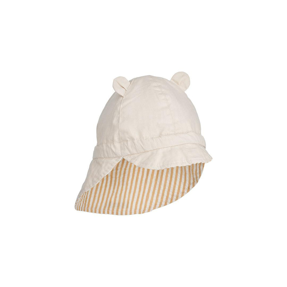 Liewood Gorm Reversible Seersucker Sun Hat (2023) - Yellow Mellow/Creme de la Creme - Stripe-Hats-Yellow Mellow/Creme de la Creme-0-3m | Natural Baby Shower