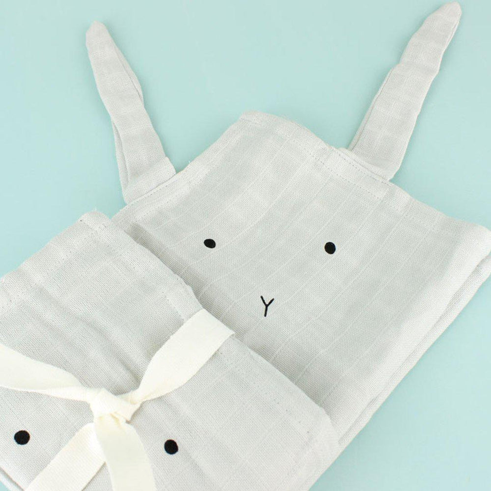 Liewood Hannah Muslin Cloths - Rabbit - Dumbo Grey - 2 Pack-Muslin Squares- | Natural Baby Shower