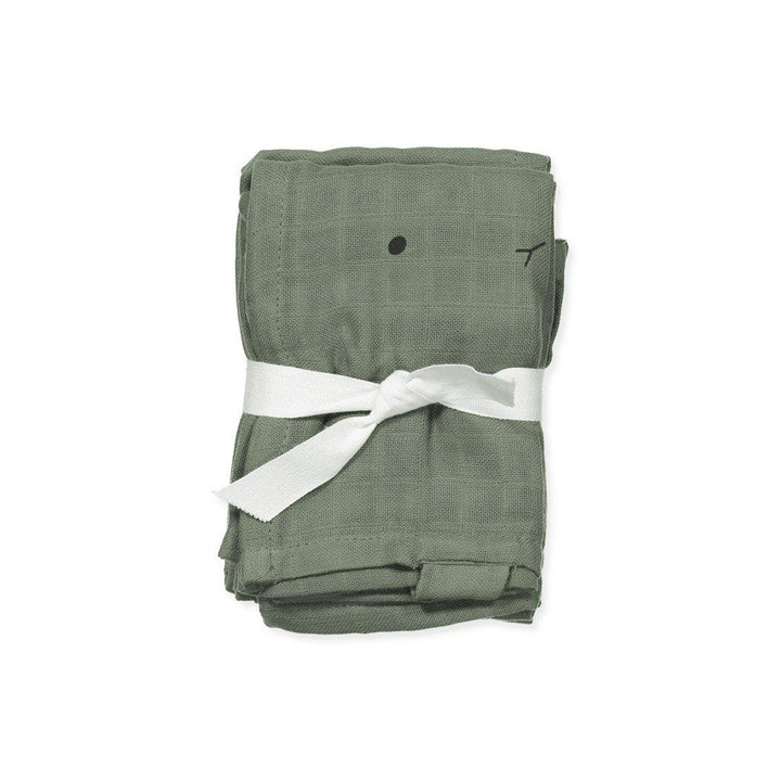Liewood Hannah Muslin Cloths - Rabbit - Faune Green - 2 Pack-Muslin Squares- | Natural Baby Shower