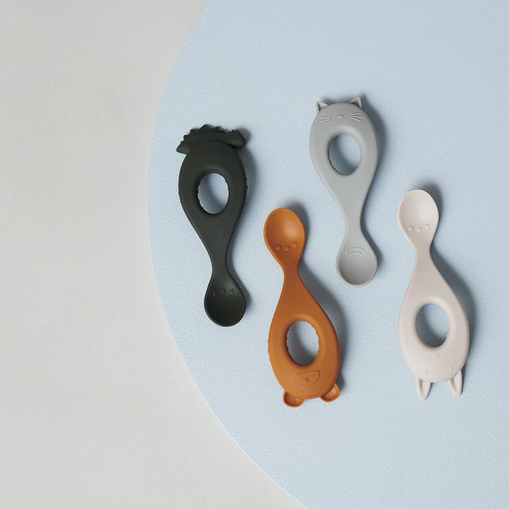 Liewood Liva Silicone Spoons - Hunter Green Mix - 4 Pack-Cutlery- | Natural Baby Shower