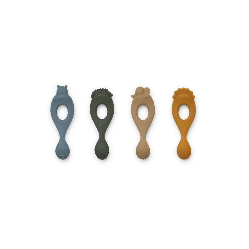 Liewood Liva Silicone Spoons - Safari - Blue Multi Mix - 4 Pack-Cutlery- | Natural Baby Shower