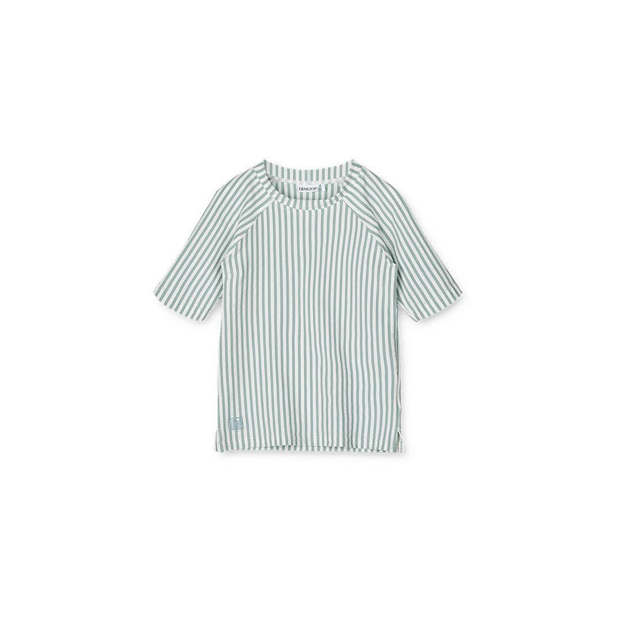 Liewood Noah Swim Tee Seersucker - Sea Blue/White - Stripe-Rash Vests-Sea Blue/White-9m | Natural Baby Shower