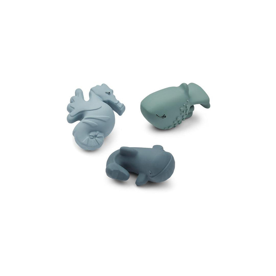 Liewood Nori Bath Toys - 3 Pack - Whale Blue Mix - Sea Creature-Bath Toys-Whale Blue Mix-Sea Creature | Natural Baby Shower