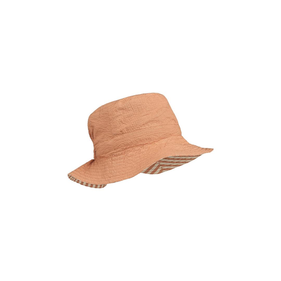 Liewood Sander Reversible Seersucker Sun Hat (2023) - Tuscany Rose/Sandy - Stripe-Hats-Tuscany Rose/Sandy-3-6m | Natural Baby Shower