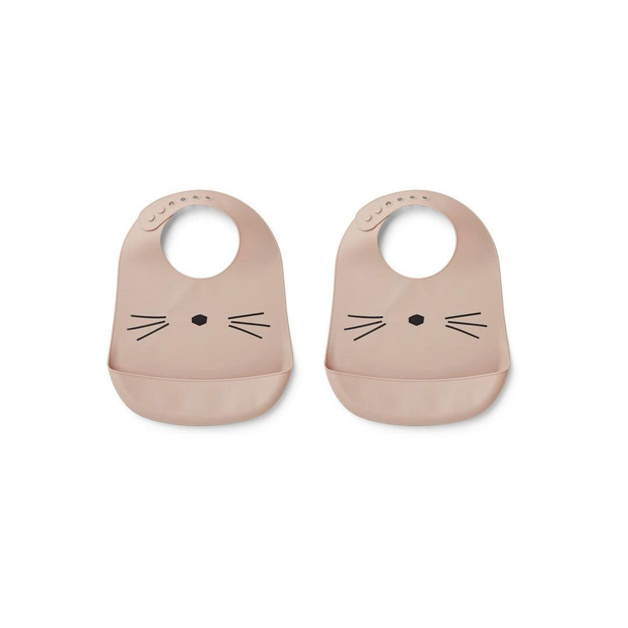 Liewood Tilda Silicone Bibs - Cat - Rose - 2 Pack-Bibs- | Natural Baby Shower