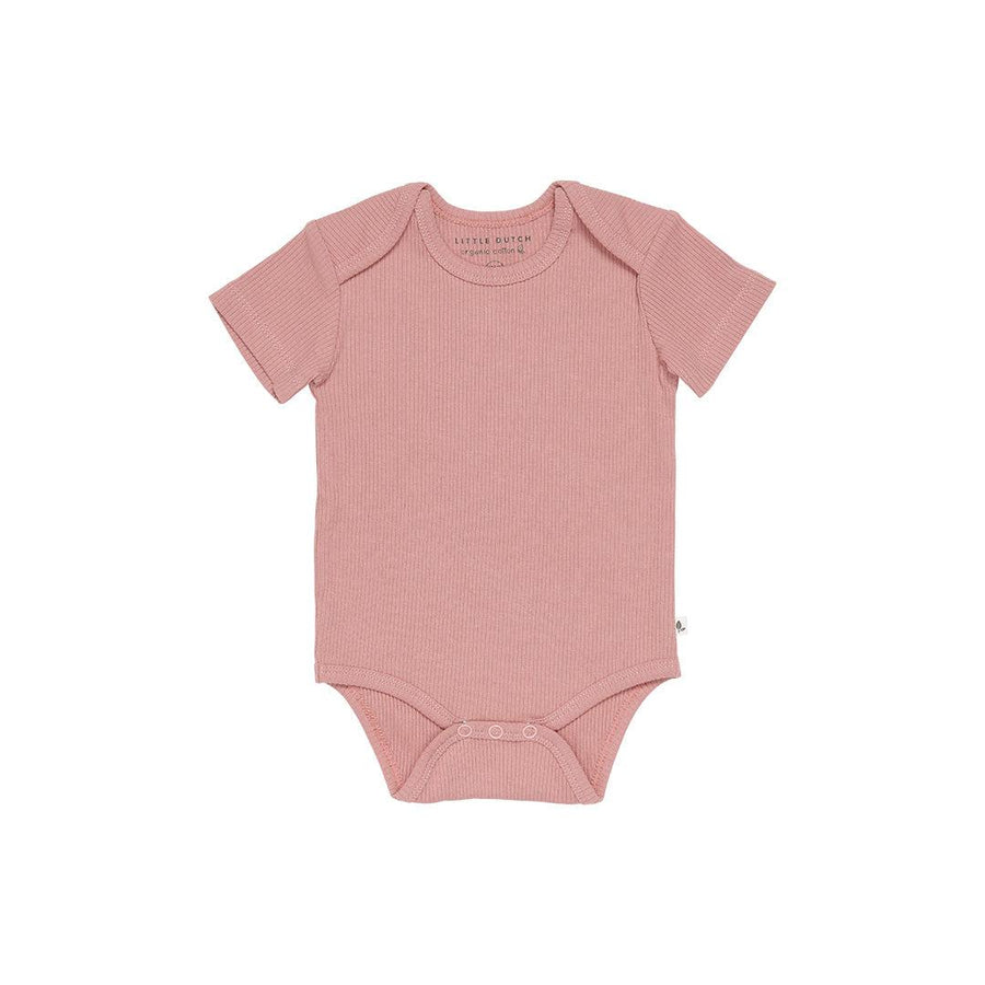 Little Dutch Bodysuit Short Sleeves - Rib Vintage Pink-Bodysuits-Rib Vintage Pink-50/56 | Natural Baby Shower