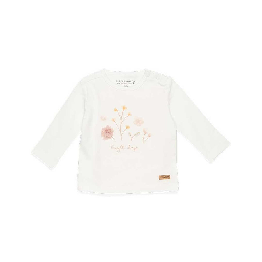 Little Dutch Long Sleeve T-Shirt - Flowers + Butterflies - Flowers - Off White-Tops-Off White-50/56 | Natural Baby Shower