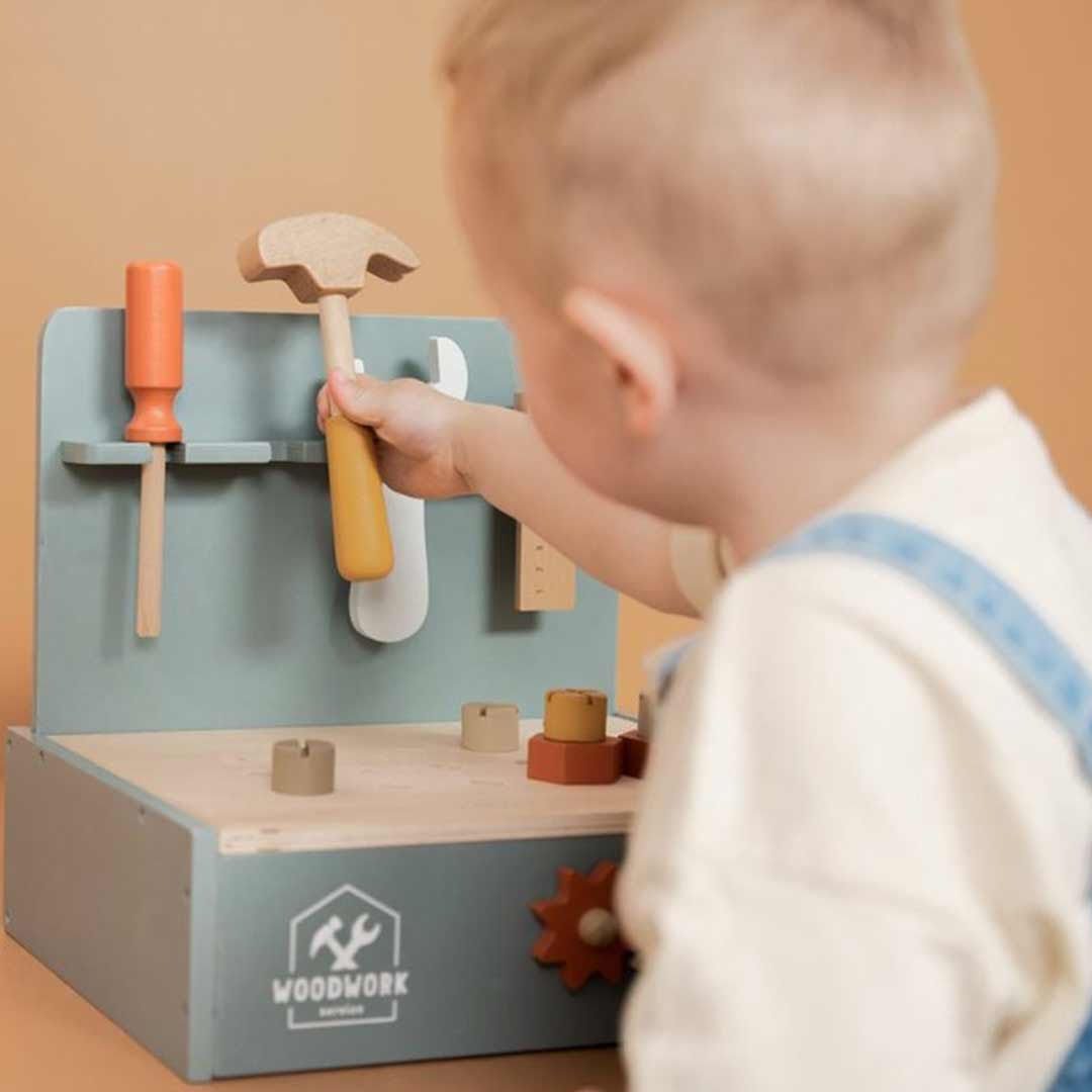 Little Dutch Mini Wooden Workbench - Blue-Role Play- | Natural Baby Shower