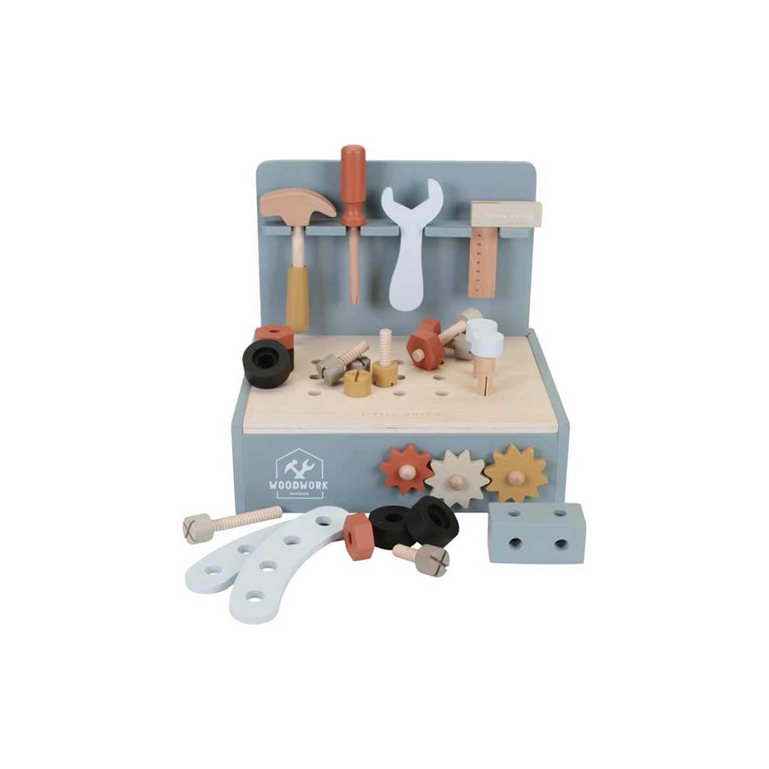 Little Dutch Mini Wooden Workbench - Blue-Role Play- | Natural Baby Shower