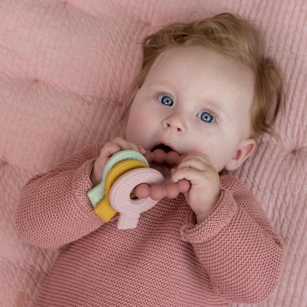 Little Dutch Silicone Teething Keychain - Pink-Teethers- | Natural Baby Shower