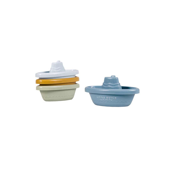 Little Dutch Stackable Bath Boats - Blue-Bath Toys- | Natural Baby Shower