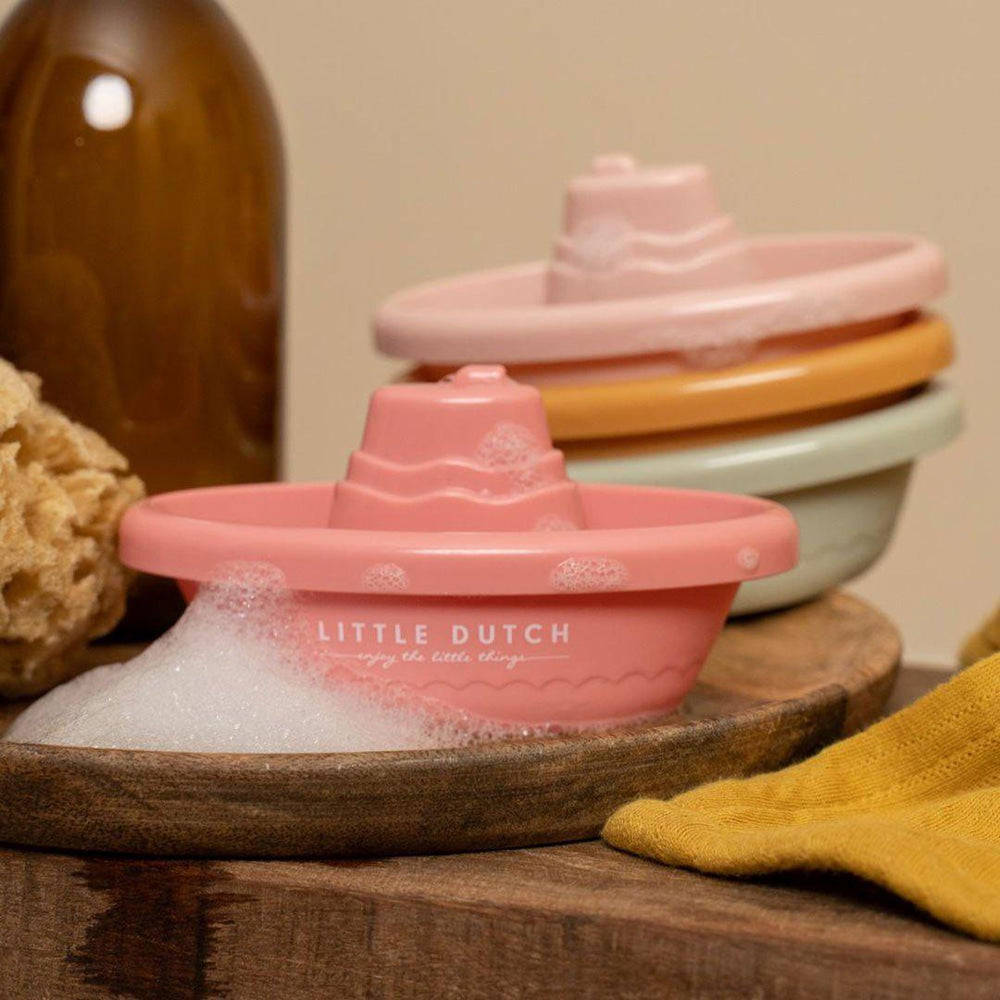 Little Dutch Stackable Bath Boats - Pink-Bath Toys- | Natural Baby Shower