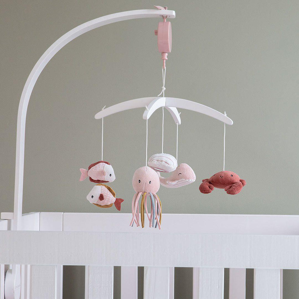 Little Dutch Wooden Music Mobile - White - Ocean Pink-Baby Mobiles- | Natural Baby Shower