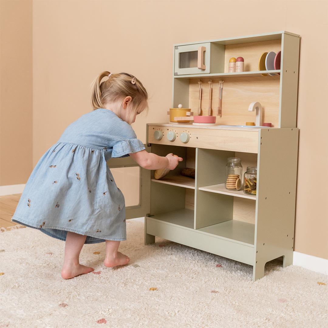 Wooden Play Kitchen, Play Kitchen With Accessories in Mint