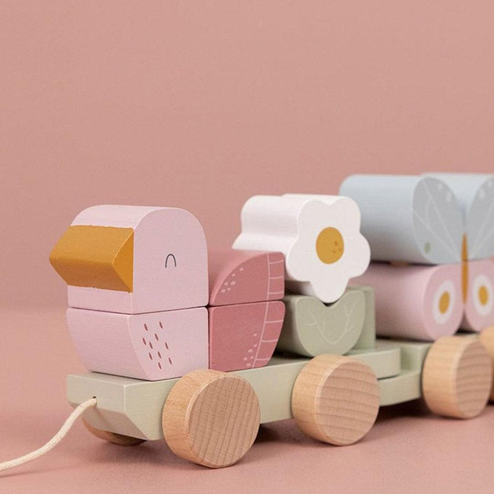 Little Dutch Wooden Stacking Train - Flowers + Butterflies-Stacking Toys- | Natural Baby Shower