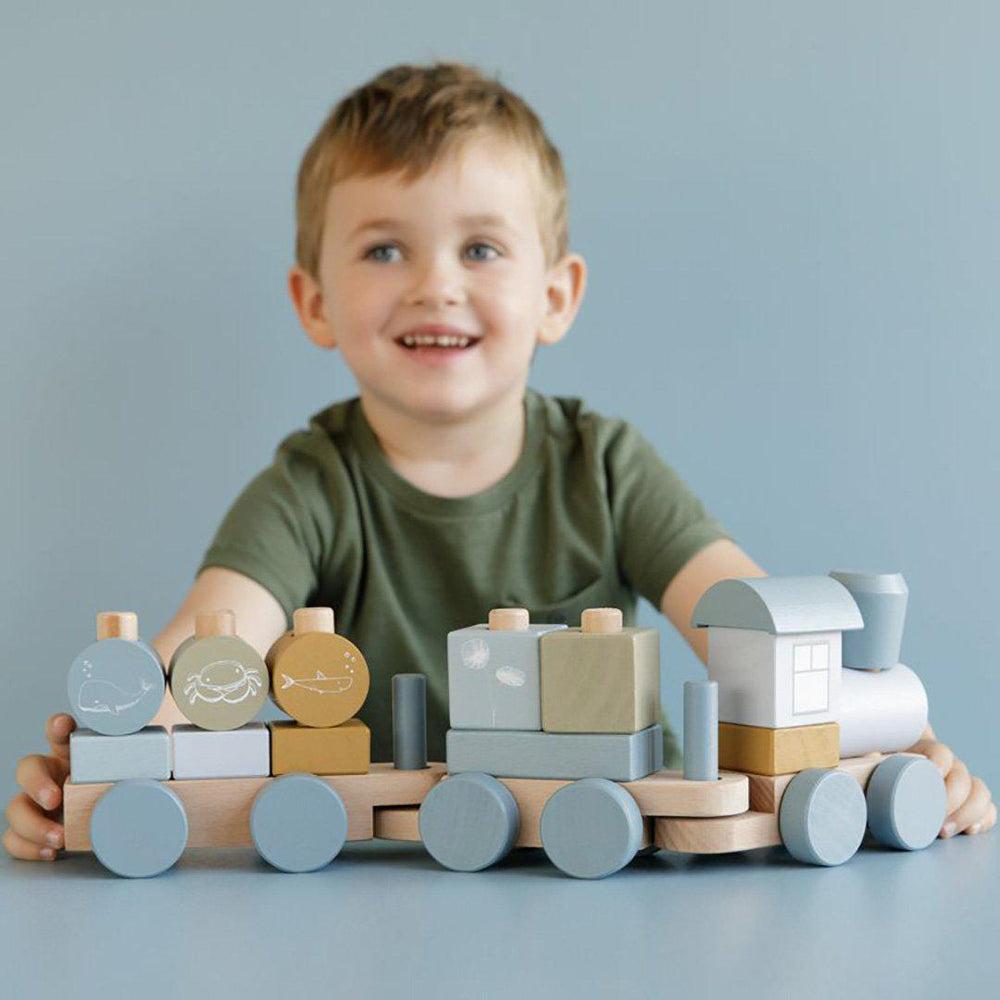 Little Dutch Wooden Stacking Train - Ocean-Stacking Toys-Ocean- | Natural Baby Shower