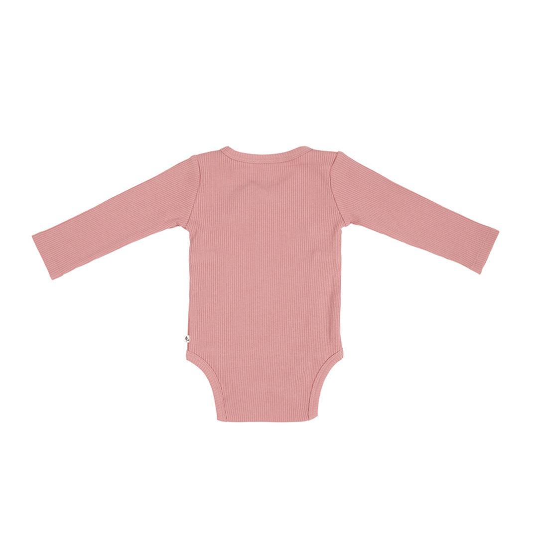 Little Dutch Bodysuit Wrap Long Sleeves - Rib Vintage Pink-Bodysuits-Rib Vintage Pink-50/56 | Natural Baby Shower