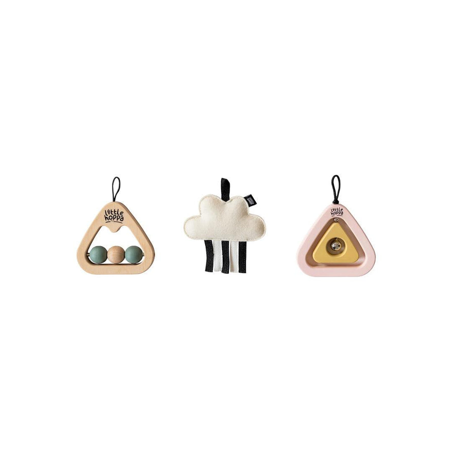 Little Hoppa Hanging Toys - Rainbow Mountain - 3 Pack-Baby Bouncer Toy Bars- | Natural Baby Shower