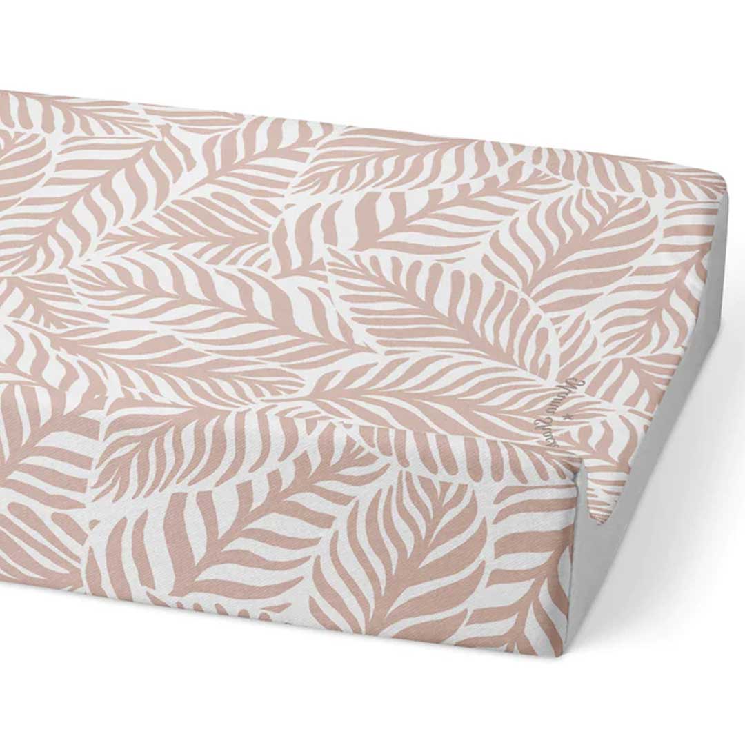 Mama Shack Anti Roll Changing Mat - Linear Leaf / Blush Pink-Changing Mats- | Natural Baby Shower