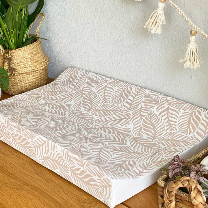 Mama Shack Anti Roll Changing Mat - Linear Leaf / Blush Pink-Changing Mats- | Natural Baby Shower