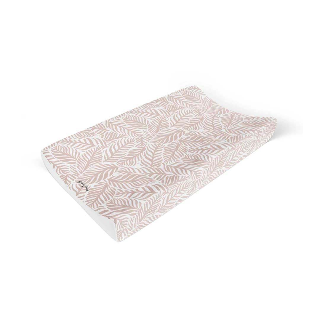 Mama Shack Anti Roll Changing Mat - Linear Leaf / Blush Pink-Changing Mats- | Natural Baby Shower