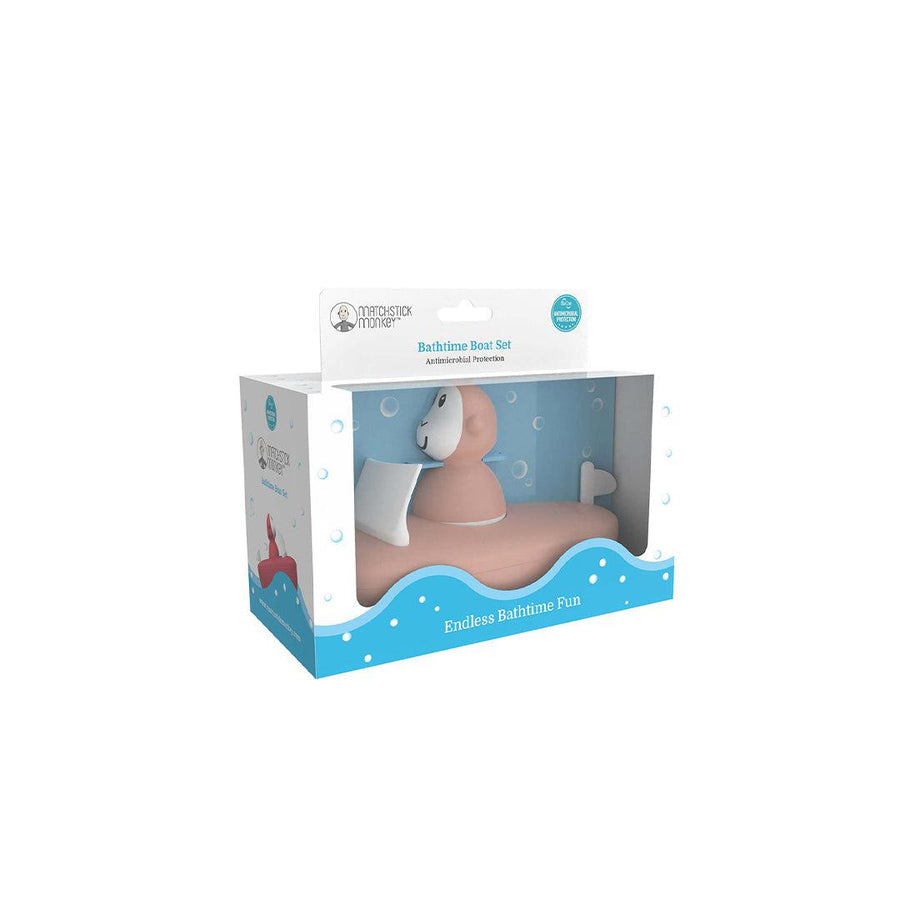 MatchStick Monkey Bathtime Boat Set - Dusty Blue-Bath Toys- | Natural Baby Shower