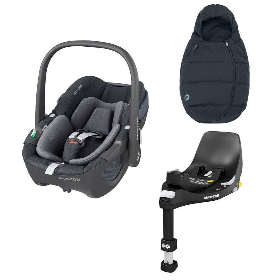 Maxi-Cosi Pebble 360 Base + Footmuff Bundle - Essential Graphite-Car Seat Bundles- | Natural Baby Shower