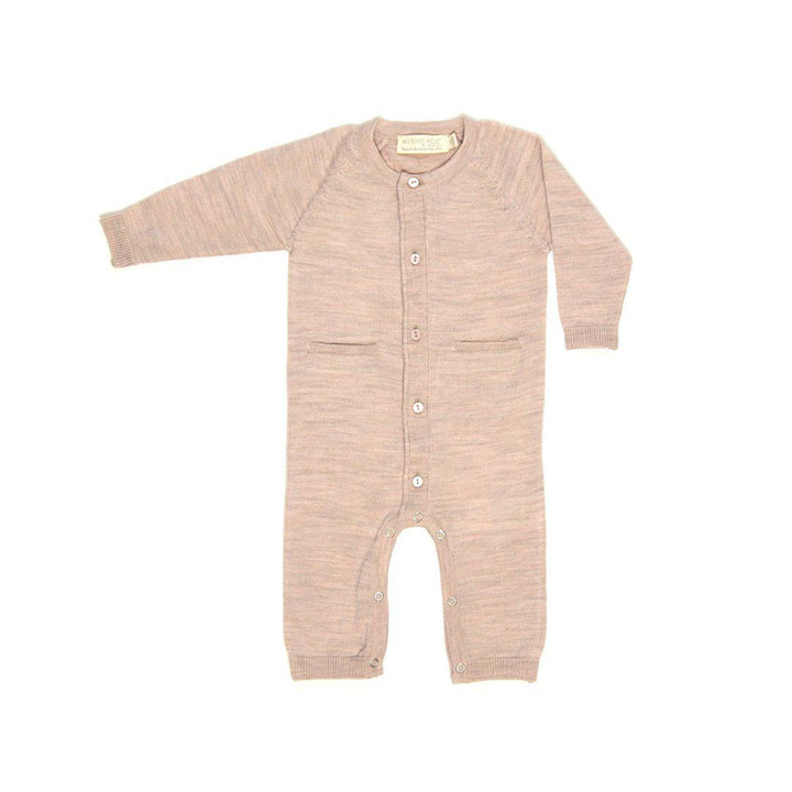Merino Kids All-In-One Button Through Bodysuit - Misty Rose-Bodysuits-Misty Rose-0-3m | Natural Baby Shower