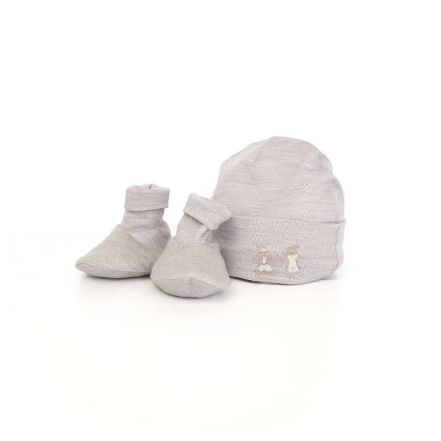 Merino Kids Cocooi Beanie + Bootie Set - Light Grey-Clothing Sets-Light Grey-0-3m | Natural Baby Shower