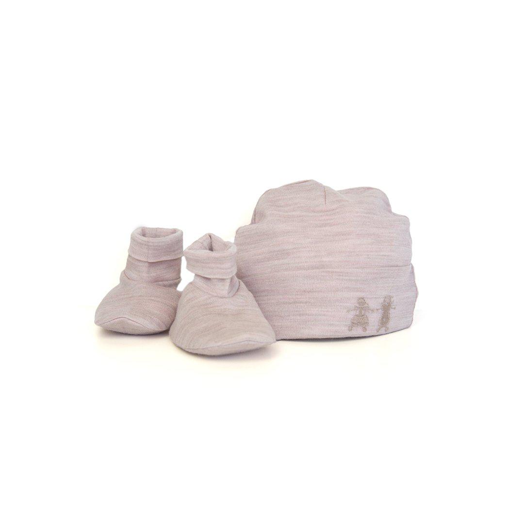 Merino Kids Cocooi Beanie + Bootie Set - Misty Rose-Clothing Sets-Misty Rose-0-3m | Natural Baby Shower