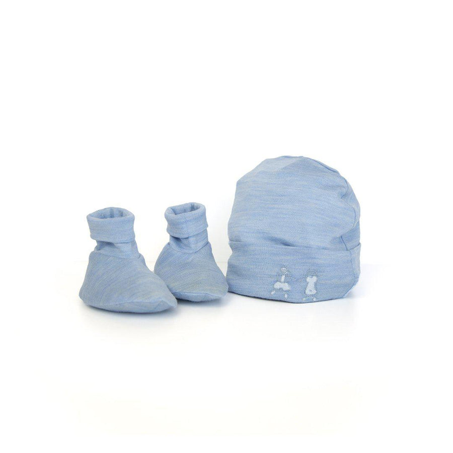Merino Kids Cocooi Beanie + Bootie Set - Sky Blue-Clothing Sets-Sky Blue-0-3m | Natural Baby Shower