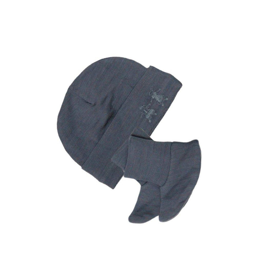 Merino Kids Cocooi Bootie & Hat Set - Dark Slate-Clothing Sets-Dark Slate-0-3m | Natural Baby Shower