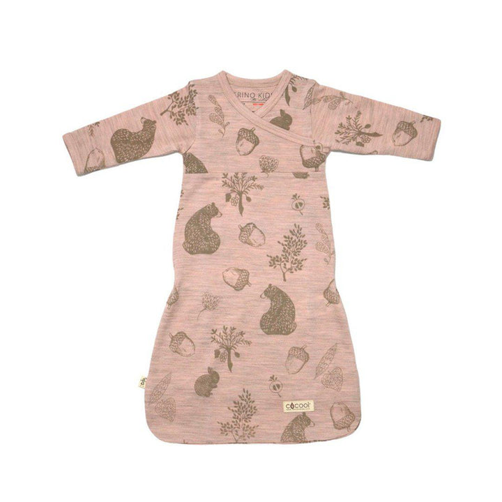 Merino Kids Cocooi Gown - Bear Print - Misty Rose-Sleep Gowns-Misty Rose-NB | Natural Baby Shower