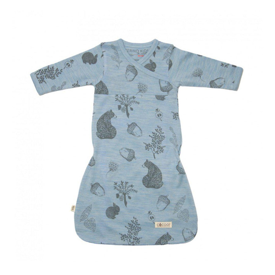 Merino Kids Cocooi Gown - Bear Print - Sky Blue-Sleep Gowns-Sky Blue-NB | Natural Baby Shower